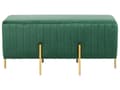 Miniatyrbillede 4 af 7: Sengebænk Grøn Velour Guld Metalben 93 cm Polstret Bænk til Soveværelse med Stof Design Glamour Velourbænk til Fodenden af Sengen