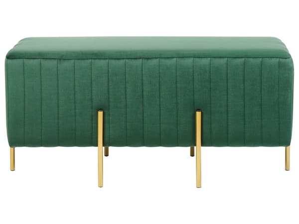Sengebænk Grøn Velour Guld Metalben 93 cm Polstret Bænk til Soveværelse med Stof Design Glamour Velourbænk til Fodenden af Sengen