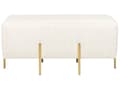 Miniatyrbillede 4 af 7: Sengebænk Hvid Velour Guld Metalben 93 cm Polstret Bænk til Soveværelse med Stof Design Glamour Velourbænk til Fodenden af Sengen
