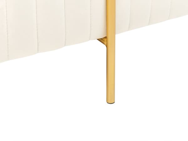 Sengebænk Hvid Velour Guld Metalben 93 cm Polstret Bænk til Soveværelse med Stof Design Glamour Velourbænk til Fodenden af Sengen