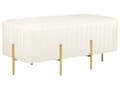 Miniatyrbillede 1 af 7: Sengebænk Hvid Velour Guld Metalben 93 cm Polstret Bænk til Soveværelse med Stof Design Glamour Velourbænk til Fodenden af Sengen