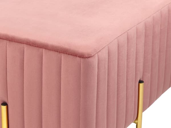 Sengebænk Lyserød Velour Guld Metalben 93 cm Polstret Bænk til Soveværelse med Stof Design Glamour Velourbænk til Fodenden af Sengen