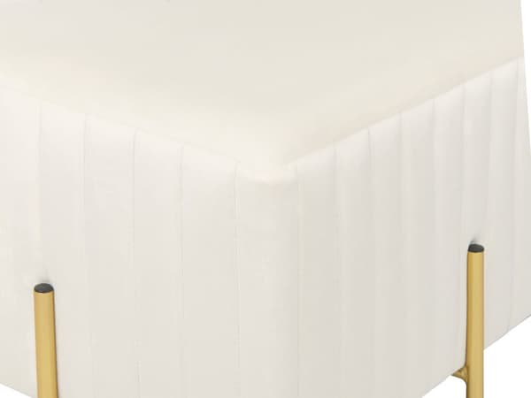 Benk Kremfarget fløyel polstret Gull Metallben 93 x 48 cm Glamour Stue Soverom Entré