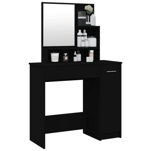 vidaXL Sminkbord med spegel svart 86,5x35x136 cm