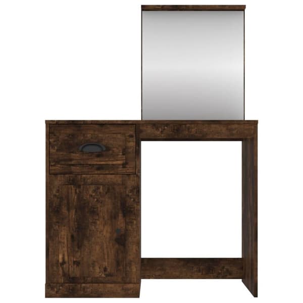 vidaXL makeupbord med spejl 90x50x132,5 cm konstrueret træ røget eg