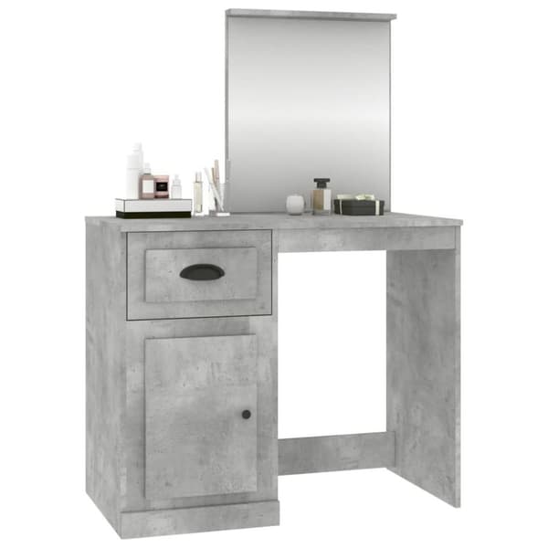 vidaXL makeupbord med spejl 90x50x132,5 cm konstrueret træ betongrå