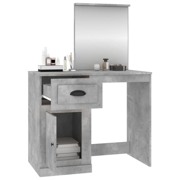 vidaXL makeupbord med spejl 90x50x132,5 cm konstrueret træ betongrå