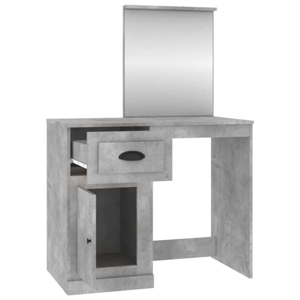 vidaXL makeupbord med spejl 90x50x132,5 cm konstrueret træ betongrå