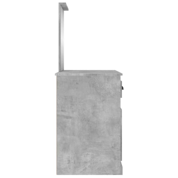 vidaXL makeupbord med spejl 90x50x132,5 cm konstrueret træ betongrå