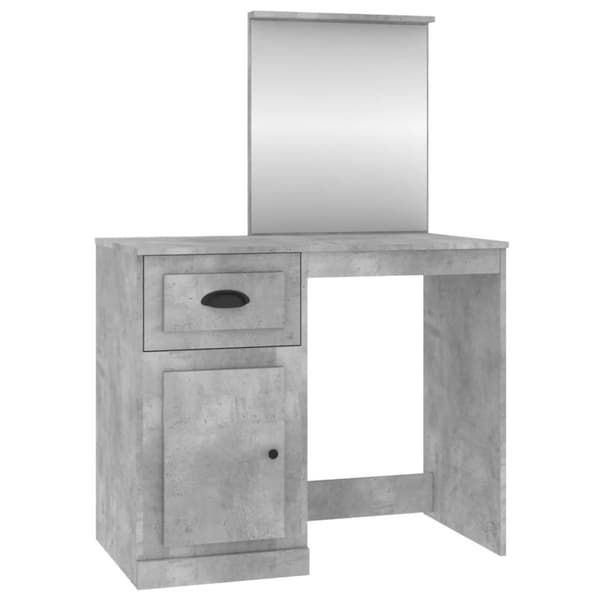 vidaXL makeupbord med spejl 90x50x132,5 cm konstrueret træ betongrå