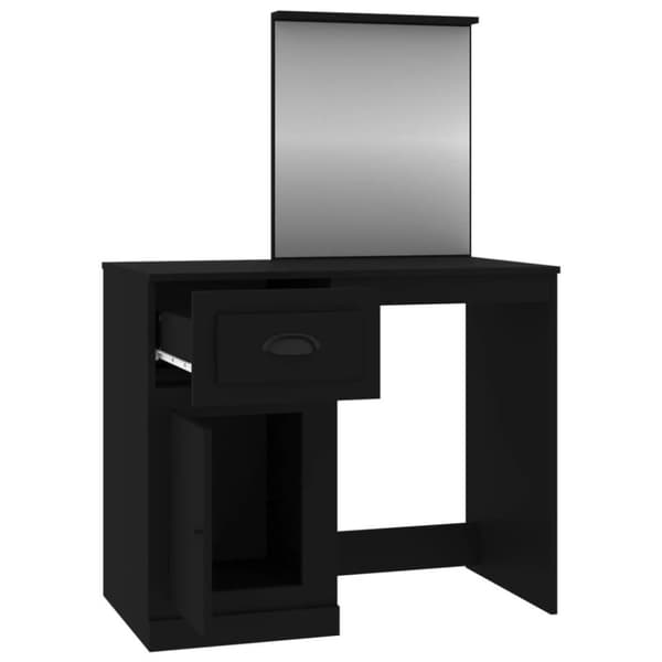 vidaXL Sminkbord med spegel svart 90x50x132,5 cm konstruerat trä