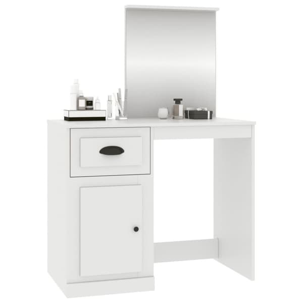 vidaXL Sminkebord med speil hvit 90x50x132,5 cm konstruert tre