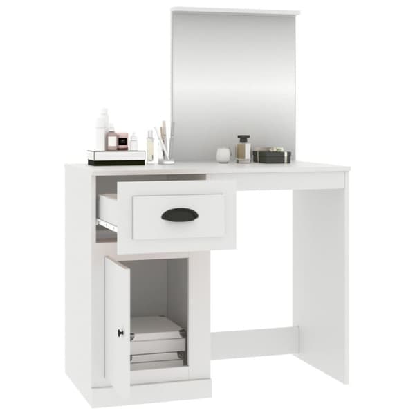 vidaXL Sminkebord med speil hvit 90x50x132,5 cm konstruert tre