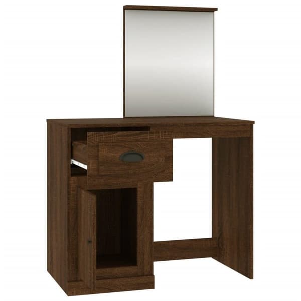 vidaXL Sminkbord med spegel brun ek 90x50x132,5 cm konstruerat trä