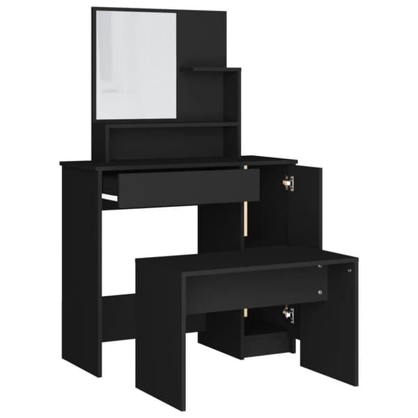 vidaXL Sminkbord svart 86,5x35x136 cm