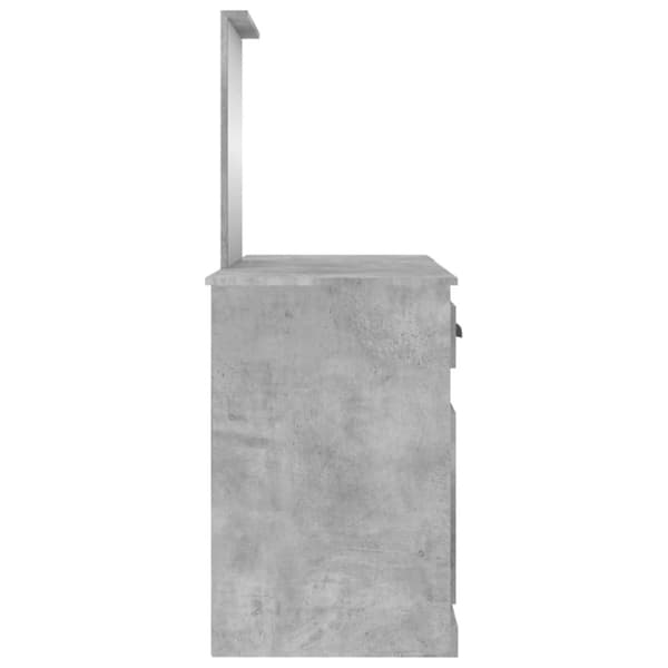 vidaXL Sminkebord med speil betonggrå 130x50x132,5 cm