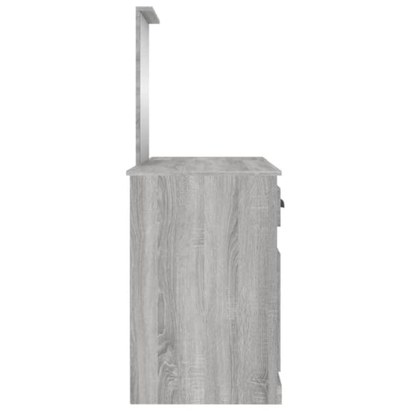 vidaXL Sminkbord med spegel grå sonoma 130x50x132,5 cm