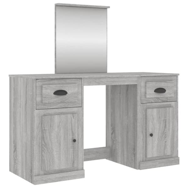 vidaXL makeupbord med spejl 130x50x132,5 cm grå sonoma-eg