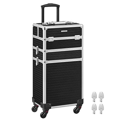 SONGMICS Iso vaunu pyörillä Professional Vanity Case, musta