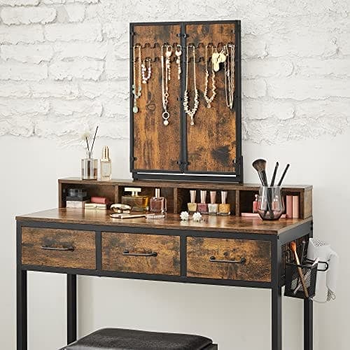 Vasagle Dressing Table, Rustic Brown og Black RVT004B01