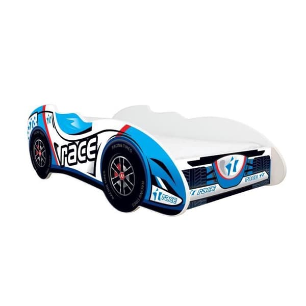Lit auto - RACE - Formule 1 - 140x70 cm - Matelas inklus - 1 plats - Trä