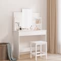 Miniatyrbilde 10 av 10: vidaXL Sminkebord med speil hvit 96x39x142 cm
