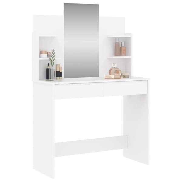 vidaXL Sminkebord med speil hvit 96x39x142 cm