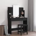 Miniatyrbillede 10 af 10: vidaXL makeupbord med spejl 96x39x142 cm sort