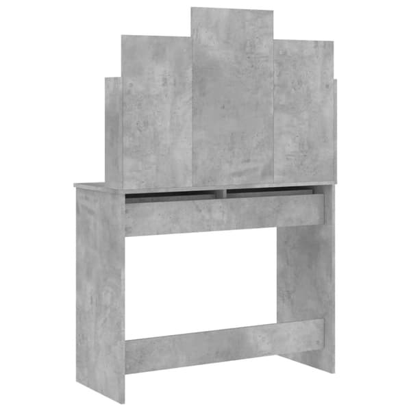 vidaXL Sminkbord med spegel betonggrå 96x39x142 cm