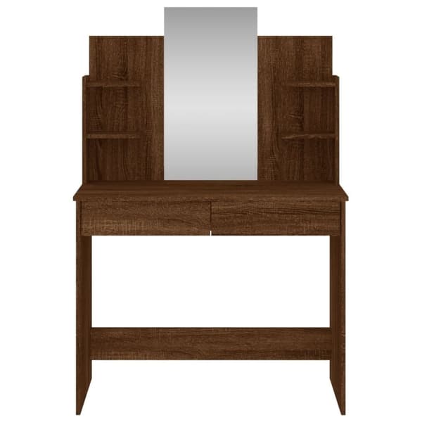 vidaXL Sminkbord med spegel brun ek 96x39x142 cm