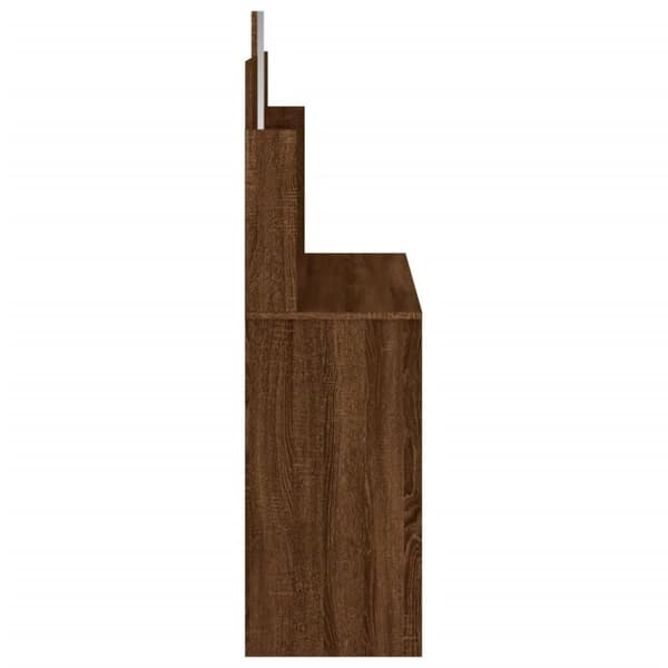 vidaXL Sminkbord med spegel brun ek 96x39x142 cm