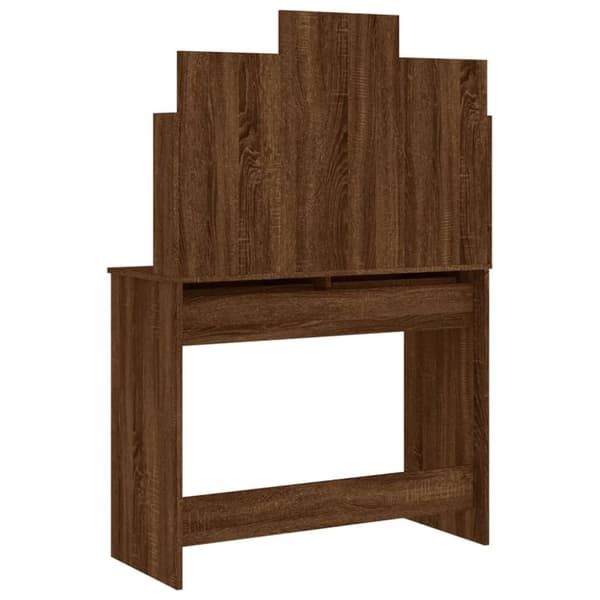 vidaXL Sminkbord med spegel brun ek 96x39x142 cm