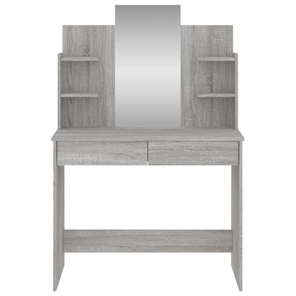 vidaXL makeupbord med spejl 96x39x142 cm grå sonoma-eg