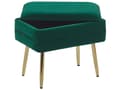 Miniatyrbild 4 av 7: Förvaringsbänk Mörkgrön Polyester Sammetsklädsel Guld Järnben Glam Design Vardagsrum Fotstöd