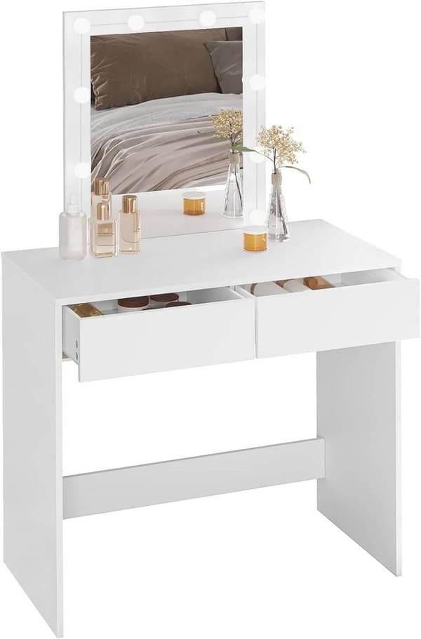 Rootz Justerbart LED-ljus Sminkbord - Sminkbord - Makeup Station - Ljusstyrka - Gott om förvaring - Hållbar konstruktion - 80 cm x 132,5 cm x 39,5 cm