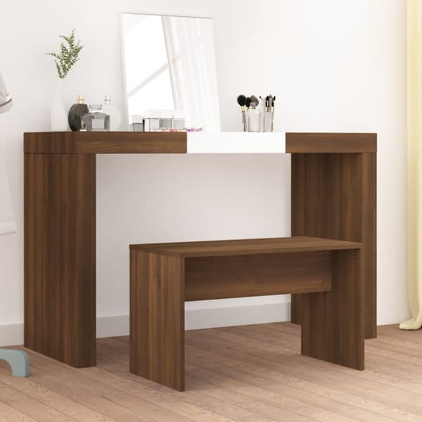 vidaXL Meikkijakkara ruskea tammi 70x35x45 cm tekninen puu -  Pukeutumispöydän jakkarat