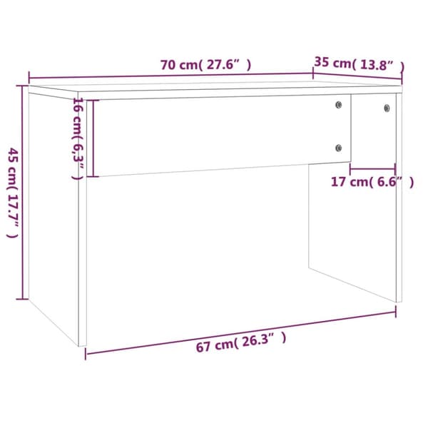 vidaXL Sminkpall vit 70x35x45 cm konstruerat trä -  Sminkpallar