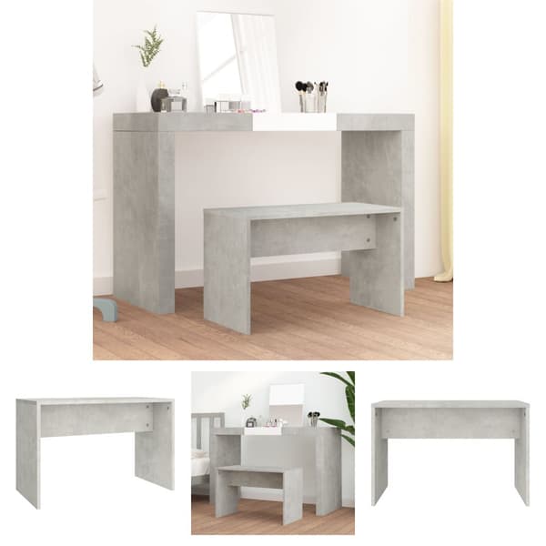 The Living Store Sminkpall betonggrå 70x35x45 cm konstruerat trä - Sminkpallar