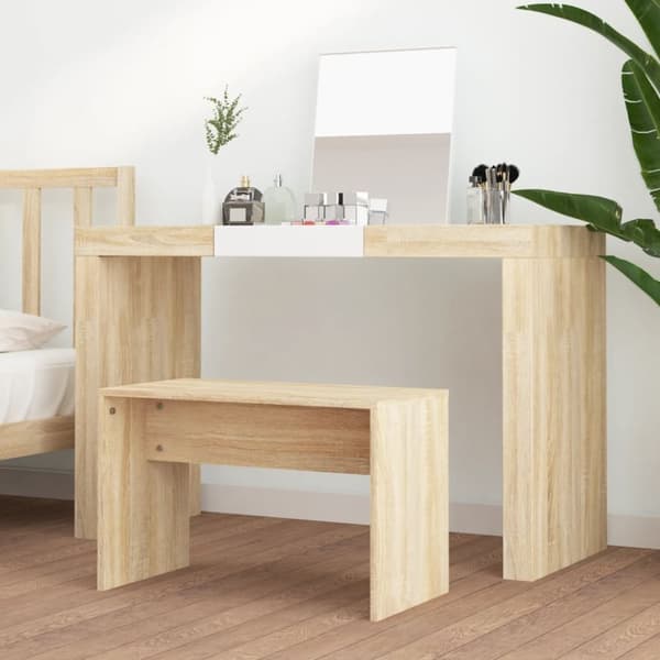 The Living Store skammel til makeupbord 70x35x45 cm konstrueret træ sonoma-eg -  Pyntebænke