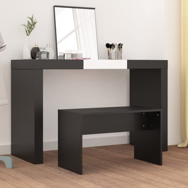 The Living Store skammel til makeupbord 70x35x45 cm konstrueret træ sort -  Pyntebænke