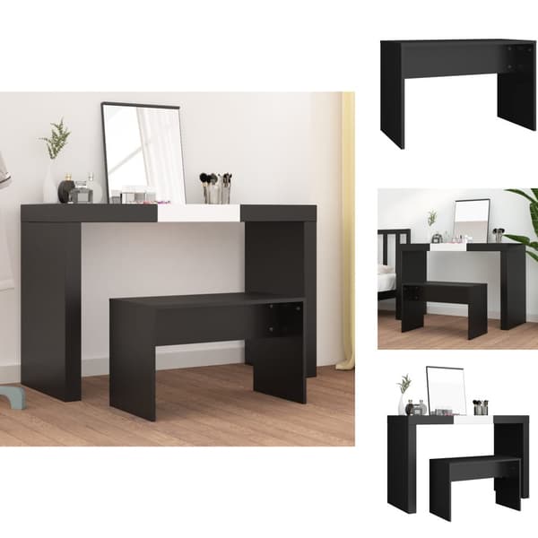 Pukeutumispöydän jakkarat - Living Meikkijakkara musta 70x35x45 cm tekninen puu