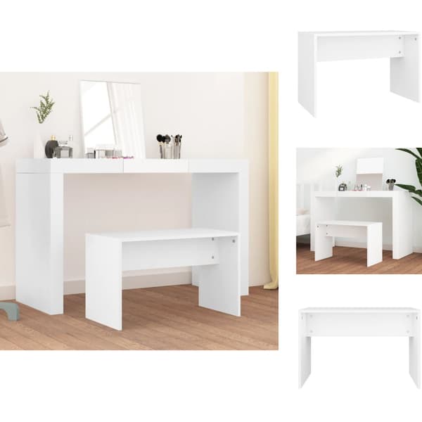 Pyntebænke - Living skammel til makeupbord 70x35x45 cm konstrueret træ hvid