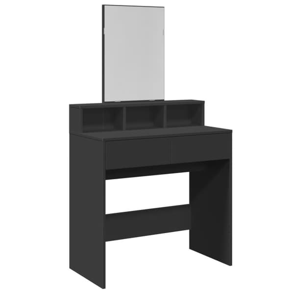 vidaXL Sminkbord med spegel svart 80x41x144,5 cm