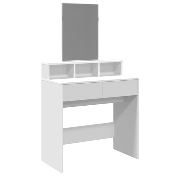 vidaXL Sminkebord med speil hvit 80x41x144,5 cm