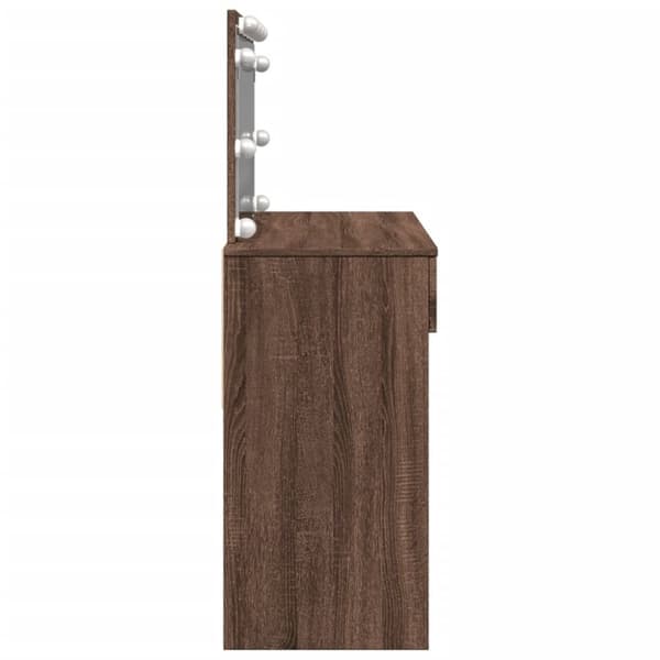 vidaXL Sminkbord med LED brun ek 100x40x120 cm