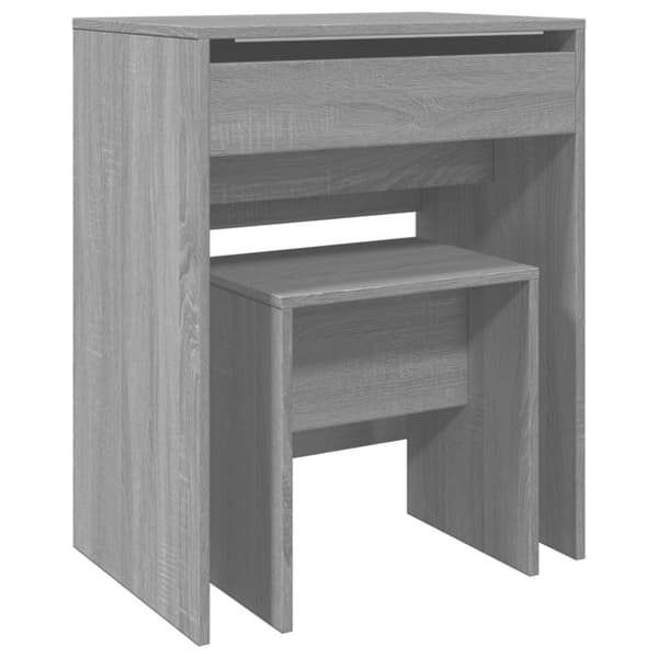 vidaXL Sminkebord med krakk grå sonoma 60x40x113,5 cm