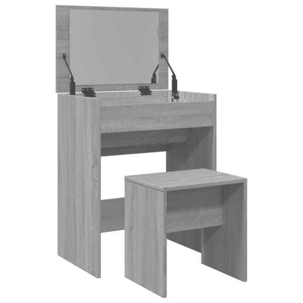 vidaXL Sminkebord med krakk grå sonoma 60x40x113,5 cm