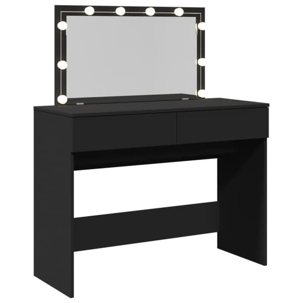 vidaXL Sminkebord med LED svart 100x40x120 cm