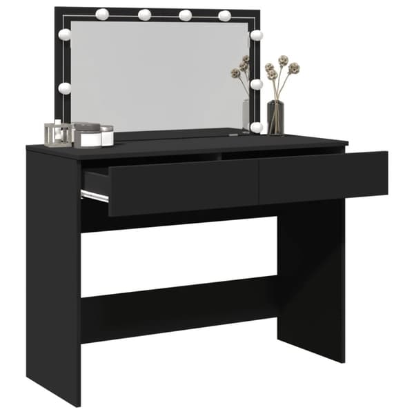 vidaXL makeupbord med LED-lys 100x40x120 cm sort