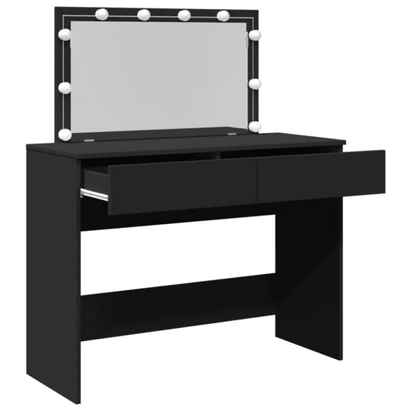 vidaXL makeupbord med LED-lys 100x40x120 cm sort
